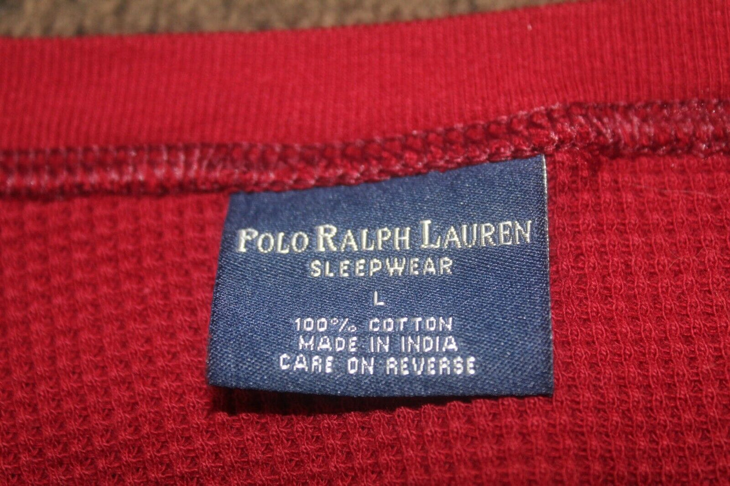 Polo Ralph Lauren L Shirt Sleepwear Thermal Crew Neck Red Long Sleeve Pony Logo