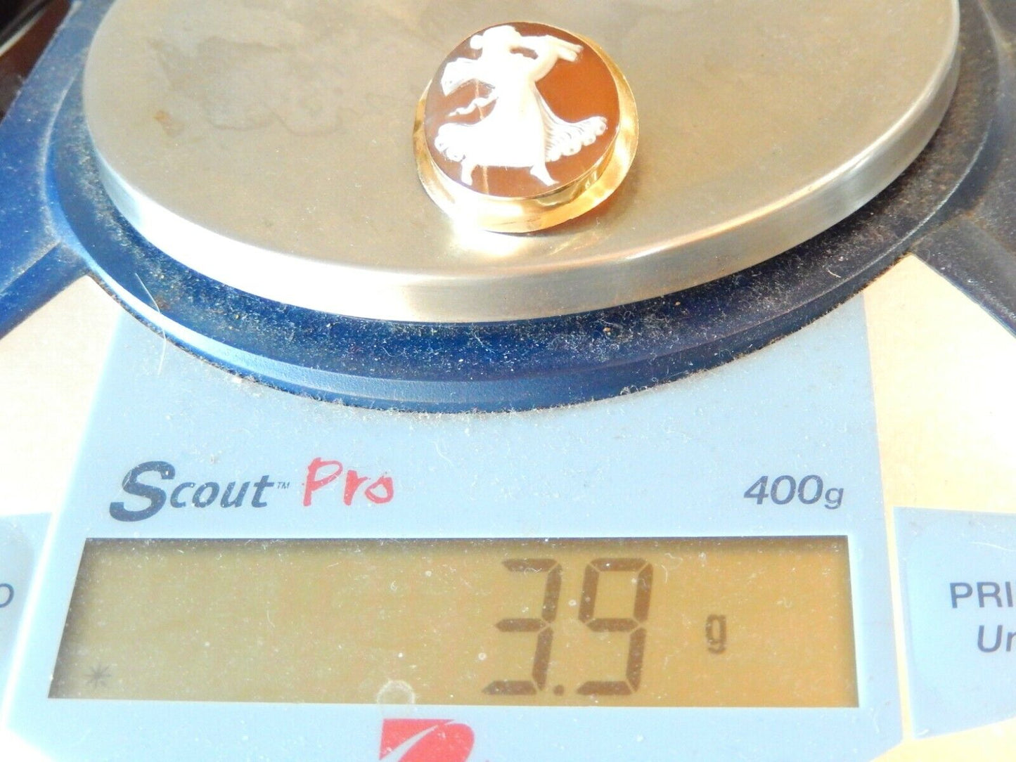 *VINTAGE* 750 18k Solid Yellow Gold LARGE Cameo Pin Brooch Pendant 35mm x 27mm