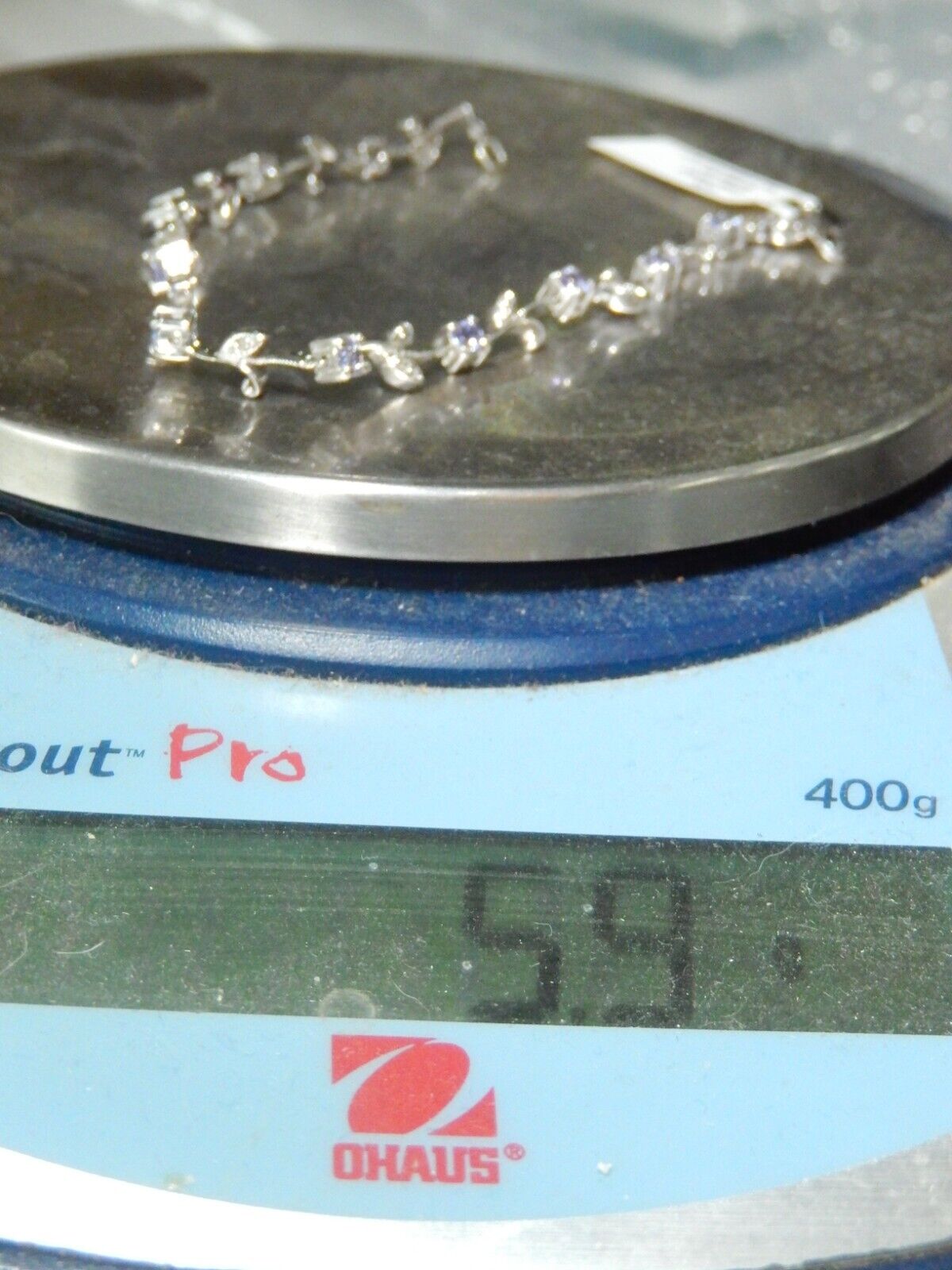 *NWT* 14K White Gold 2.00 CT Natural Tanzanite & Diamond Flower Bracelet 7"