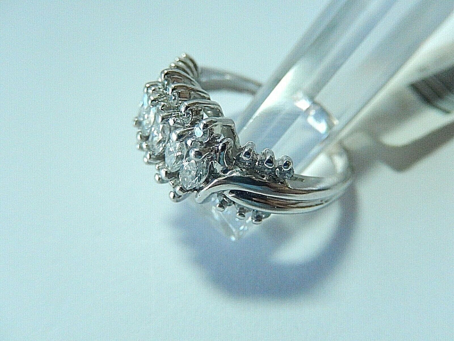 *VINTAGE* 3/4 CT Natural Diamond Engagement/Wedding Ring 14K White Gold Sz 7.5