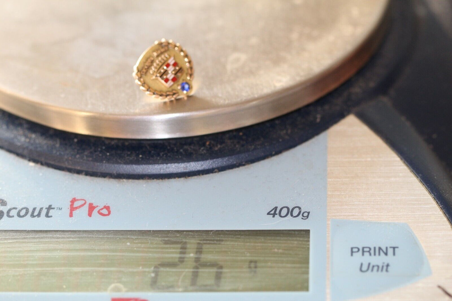 *VINTAGE* 10K Yellow Gold & Sapphire Cadillac Service Award Pin 5/5" x 5/8"