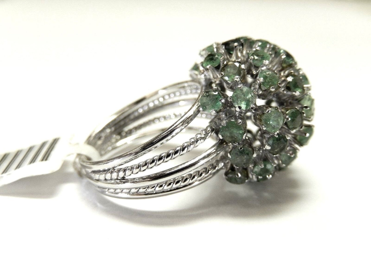 Vintage 2.50 CT Natural Emerald 18K Solid White Gold Luxury Starburst Rng Sz 6.5
