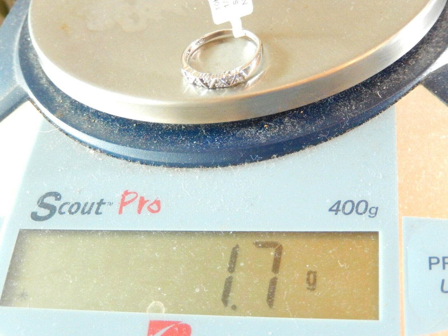 *NWT* 10KT WHITE GOLD 7 DIAMOND CLUSTER BAND SIZE 6.75