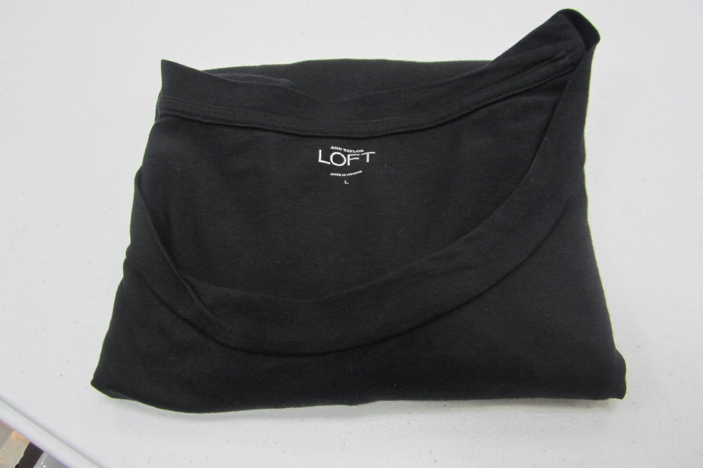 Ann Taylor LOFT Black Cotton Blend Longsleeve Scoop Neck Career Top - Size L