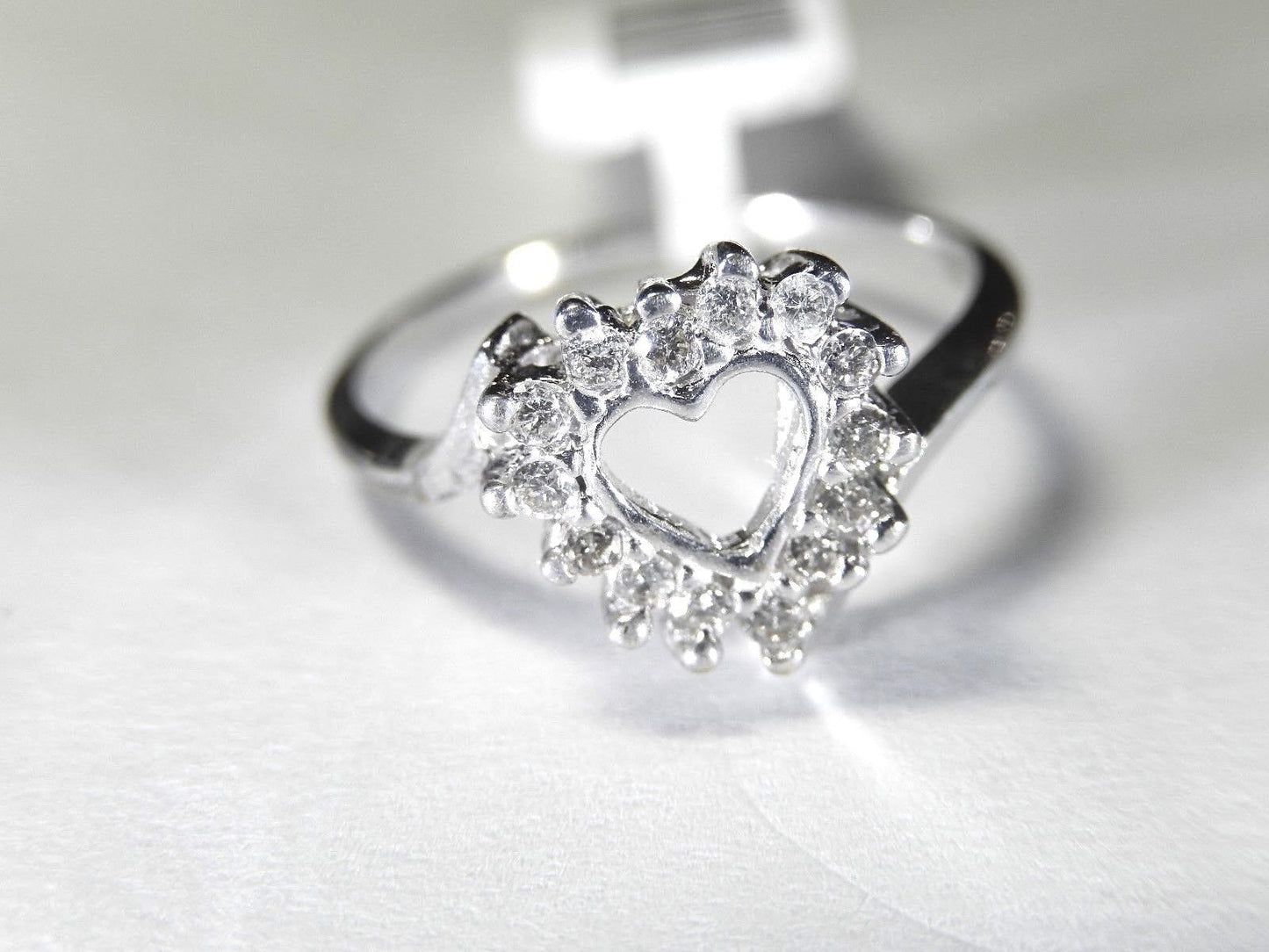 Natural Diamond Heart Cluster Wedding or Right HandRing 10K White Gold Sz 7