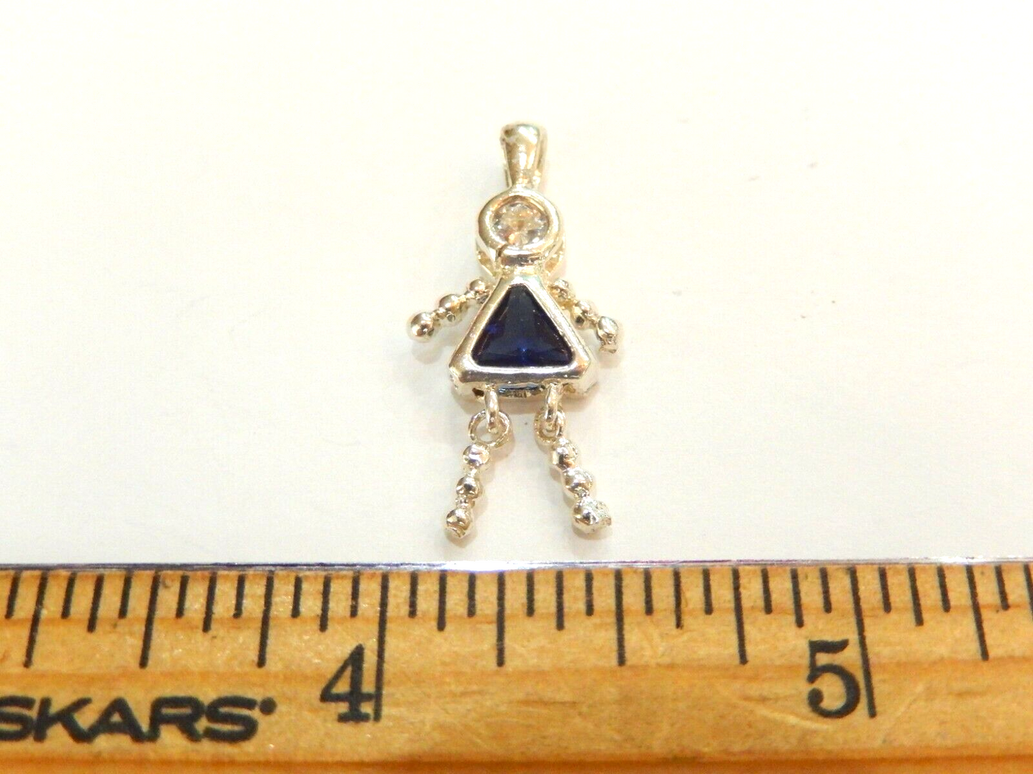 Blue Sapphire September Sterling Silver Birthstone Baby Girl Pendant / Charm