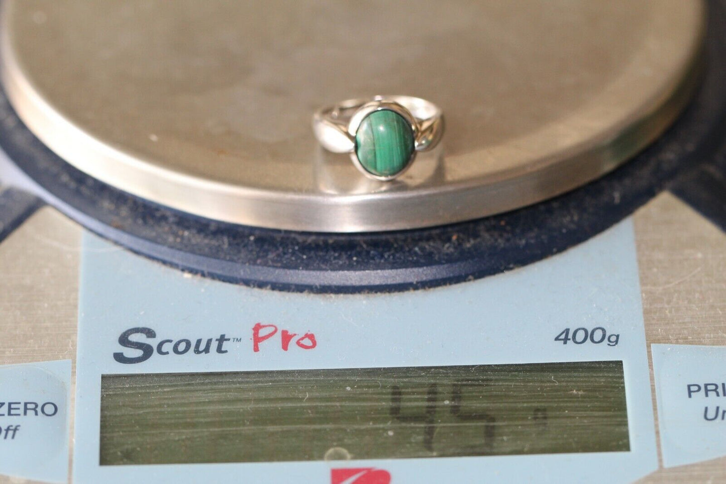 *VINTAGE* Southwestern Sterling Silver MALACHITE RING Size 8.5