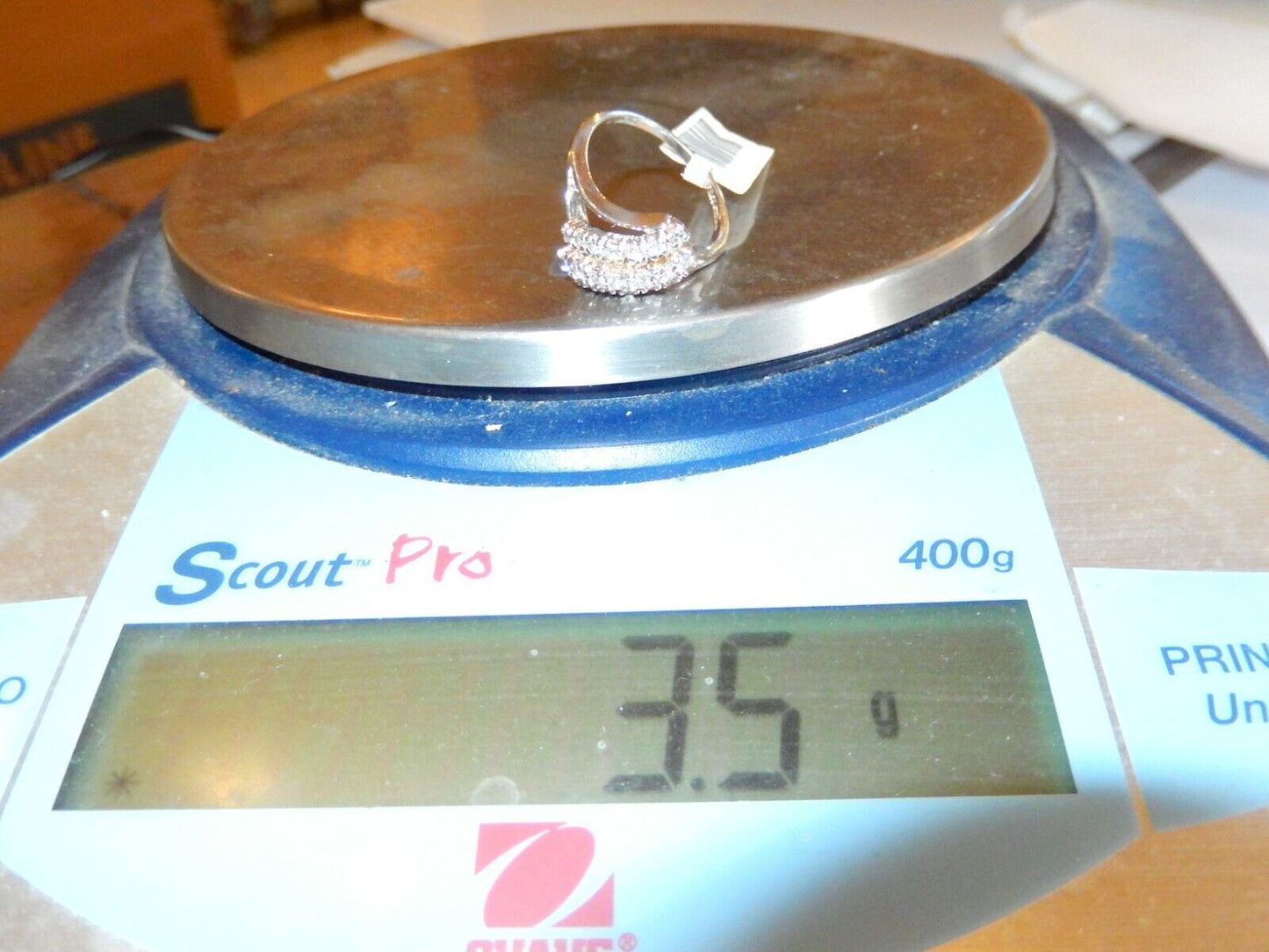 *VINTAGE*14K White Gold 1/2CT Diamond 3 Row Waterfall Cluster Bypass Ring Size 7