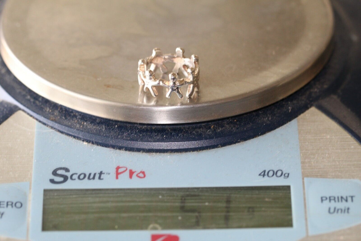 *VINTAGE* Sterling Silver 925 Children Playing Band Ring Size 5.5