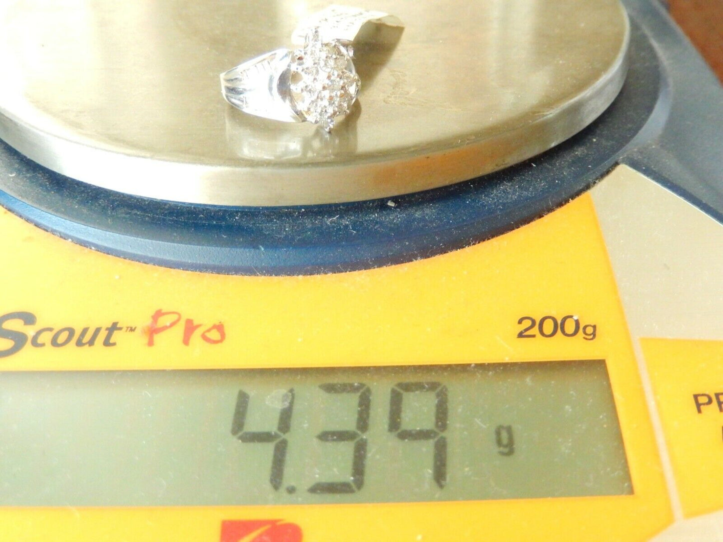 10k White Gold 3/4CT Natural Diamond Cluster Engagement or Right Hand Ring 7.75