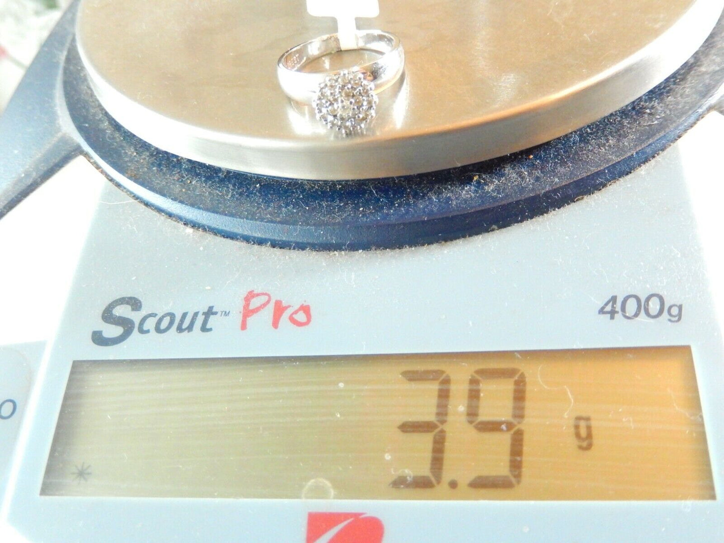 *NWT* 14K White Gold Round Cut Diamond Cluster Engagement Wedding Ring Sz 6