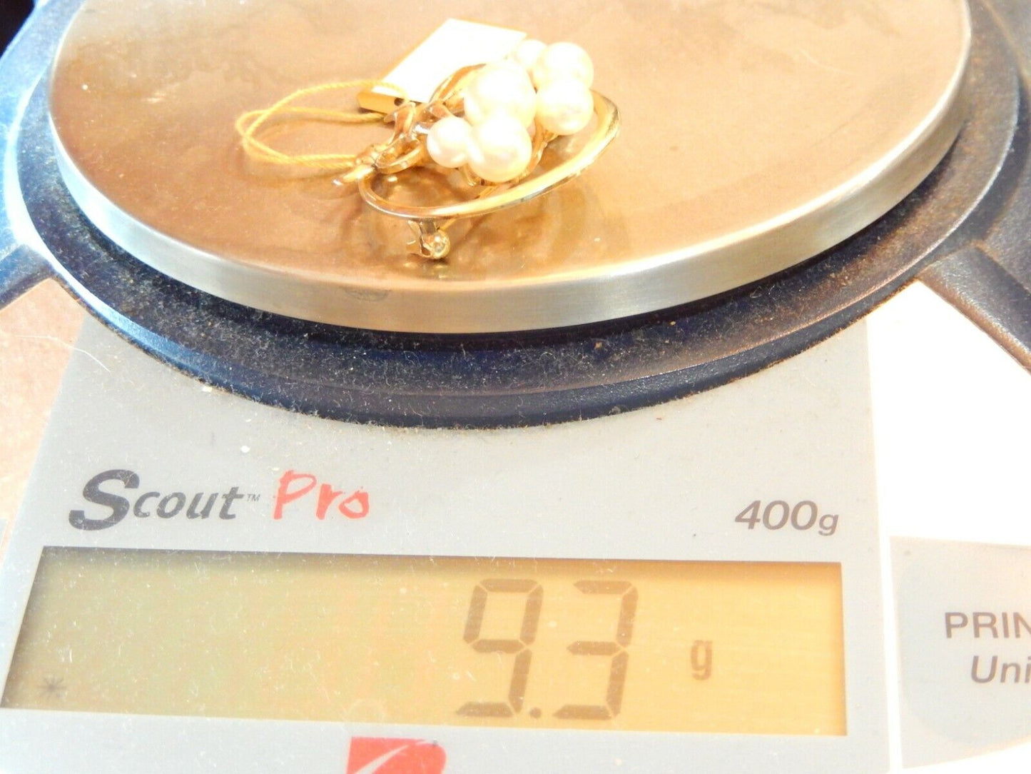 RARE*MIKIMOTO* VINTAGE 33mm LARGE AAA SOUTH SEA PEARL 14KT YELLOW GOLD BROOCH