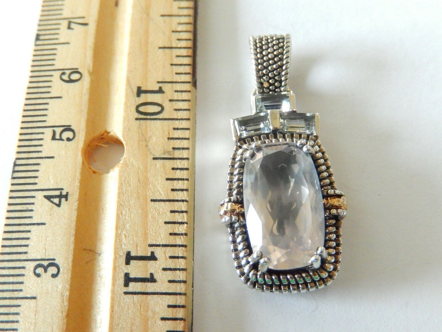 *VINTAGE* Designer Women's Sterling Silver&14K Gold Accent Amethyst Pendant
