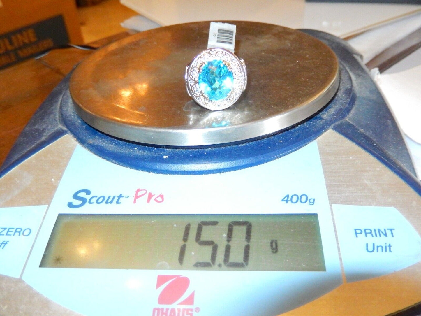 Michael Valitutti NH 12.0 CT BlueTopaz Gemstone Sterling Silver 15gm RING Sz 6.5