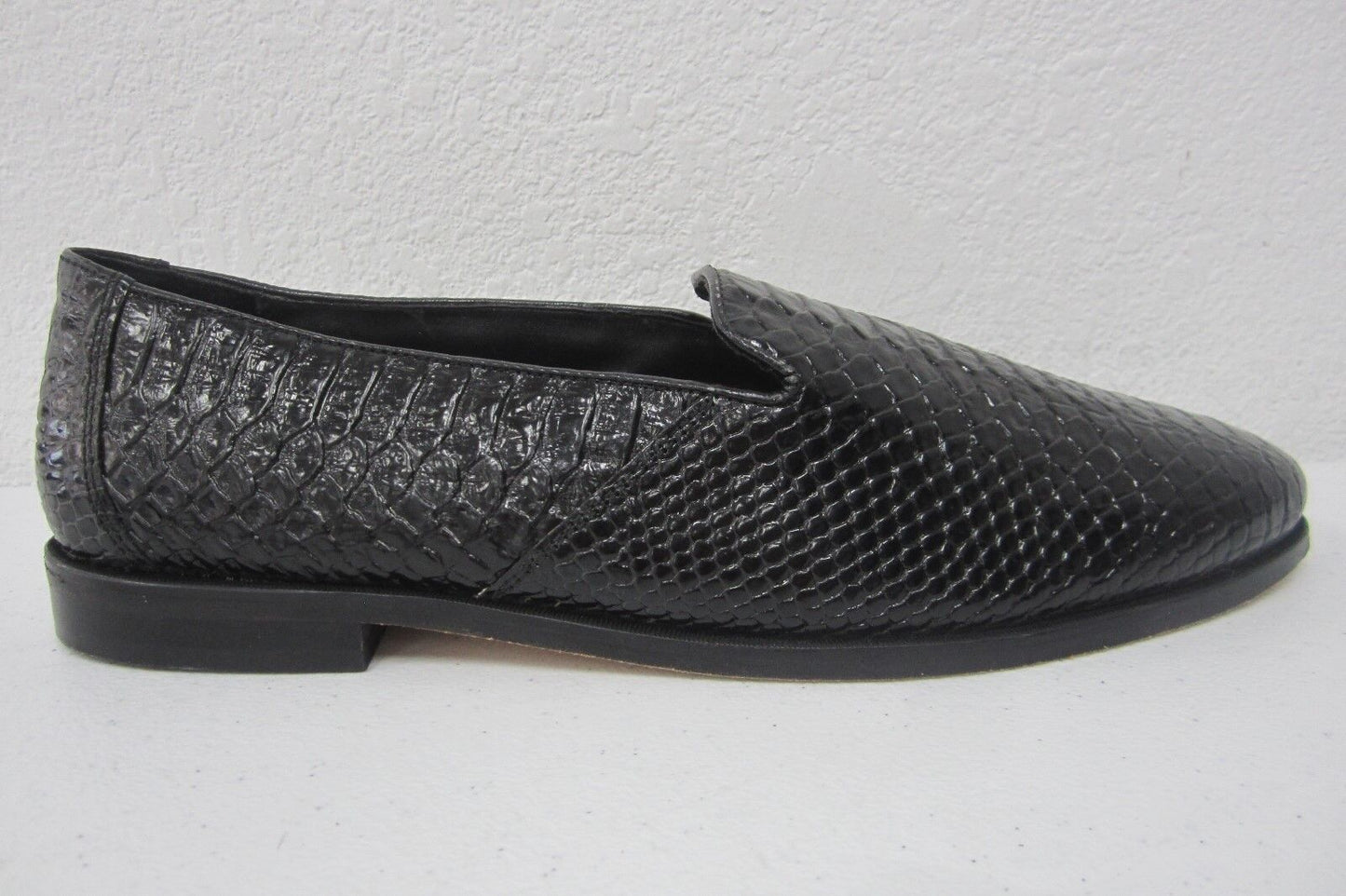 Stacy Adams Black Leather Croc Embossed Slip On Loafers Men’s Dress Shoes 11 M