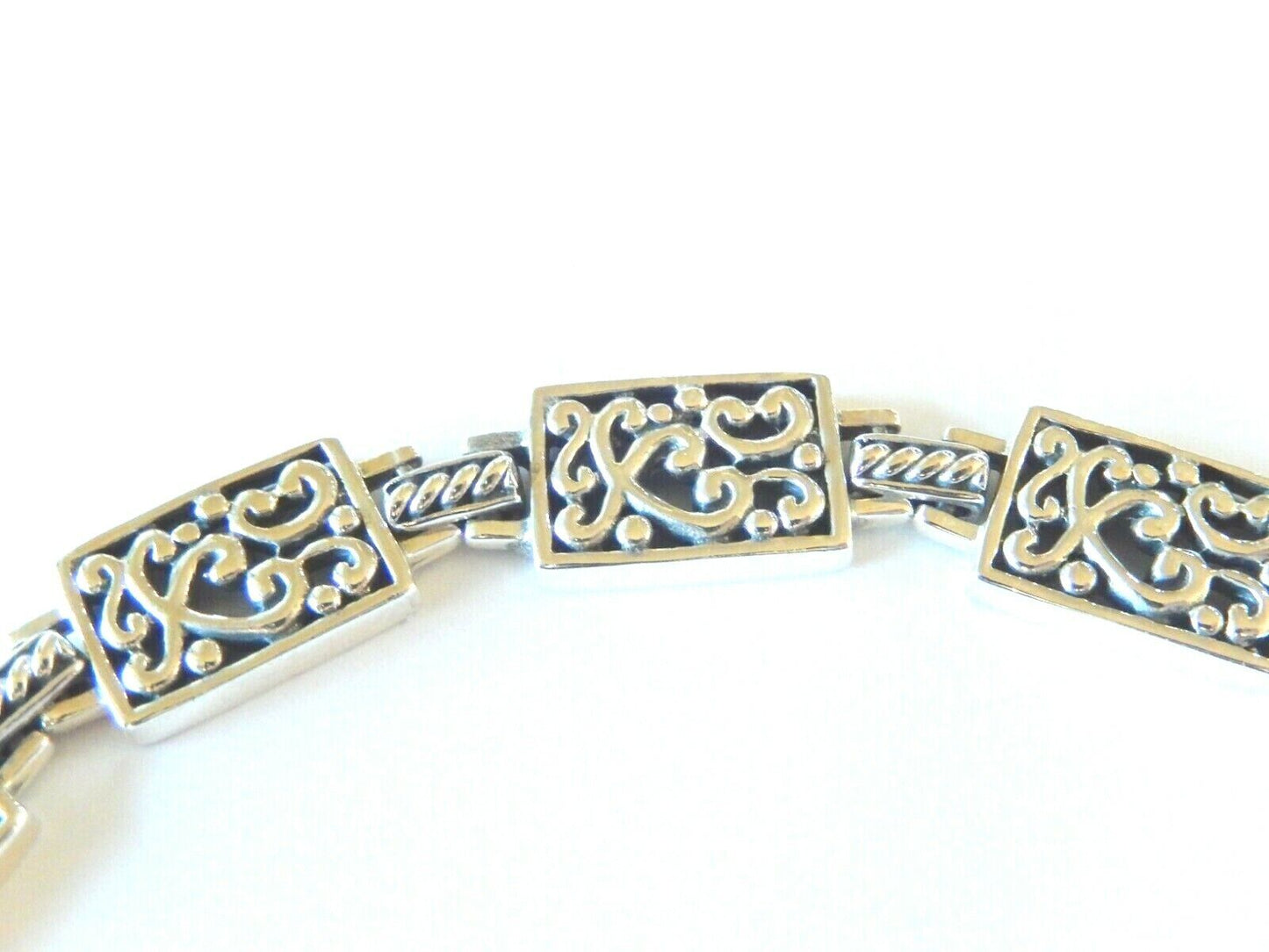 *NEW* Sterling Silver .925 Heart Design Link Toggle Bracelet 7.5"