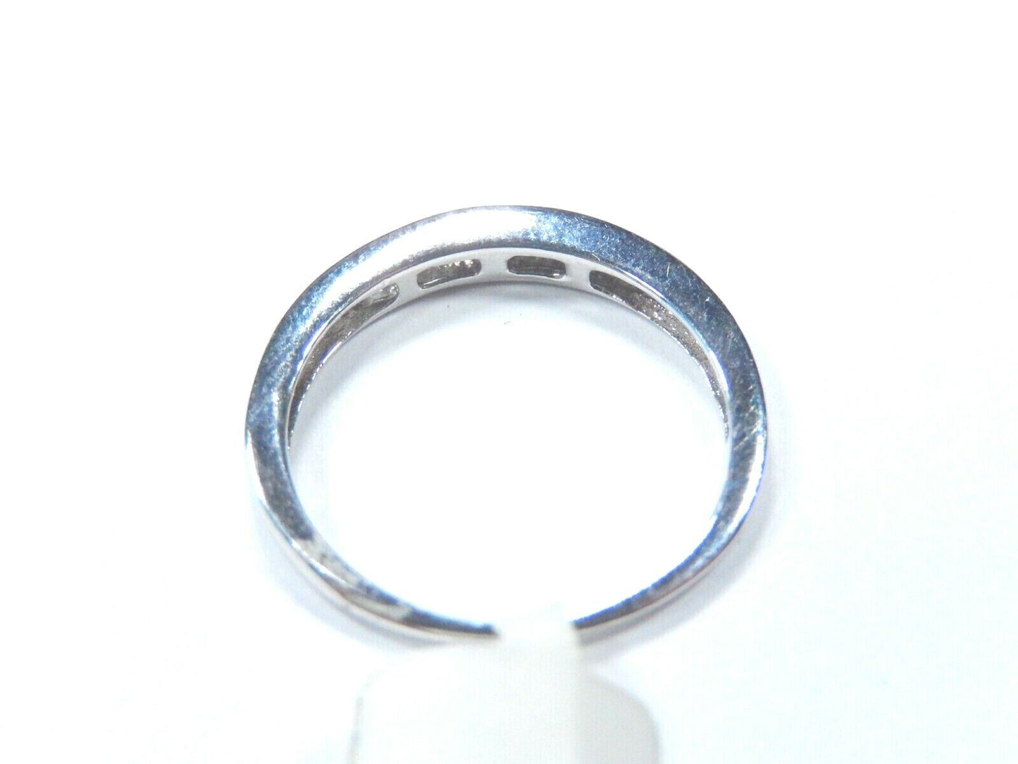 *VINTAGE* 14K White Gold Channel Set Baguette Cut Diamond Wedding Band Size 7