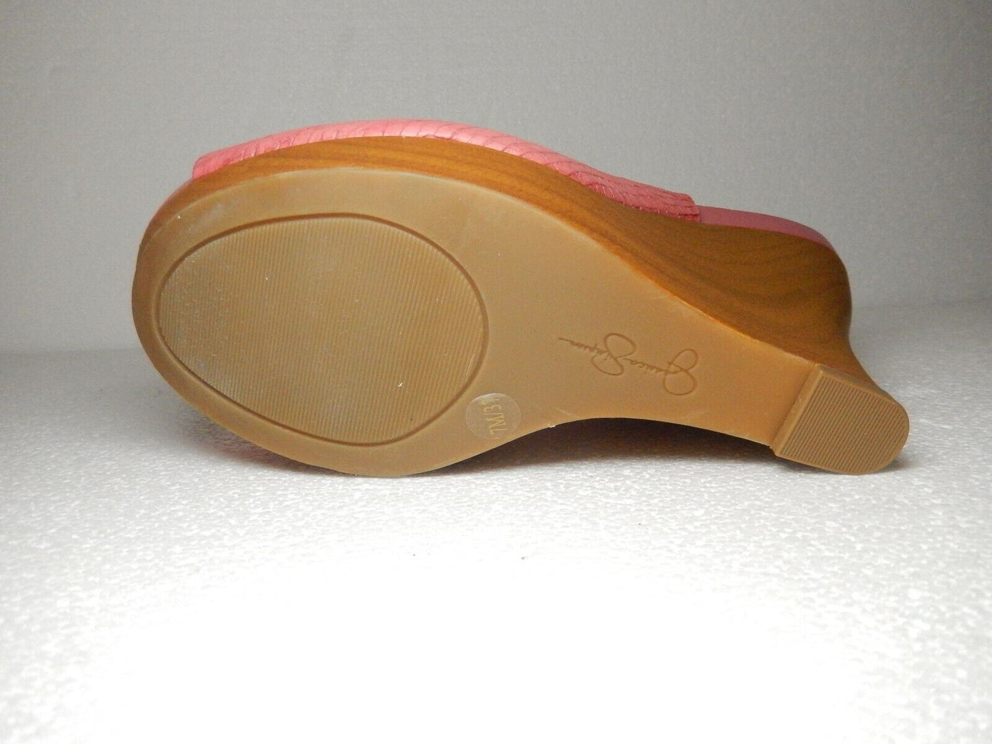 Jessica Simpson Genette Platform Pink Snakeskin Cork Sling Wedge Sandals Sz 7M