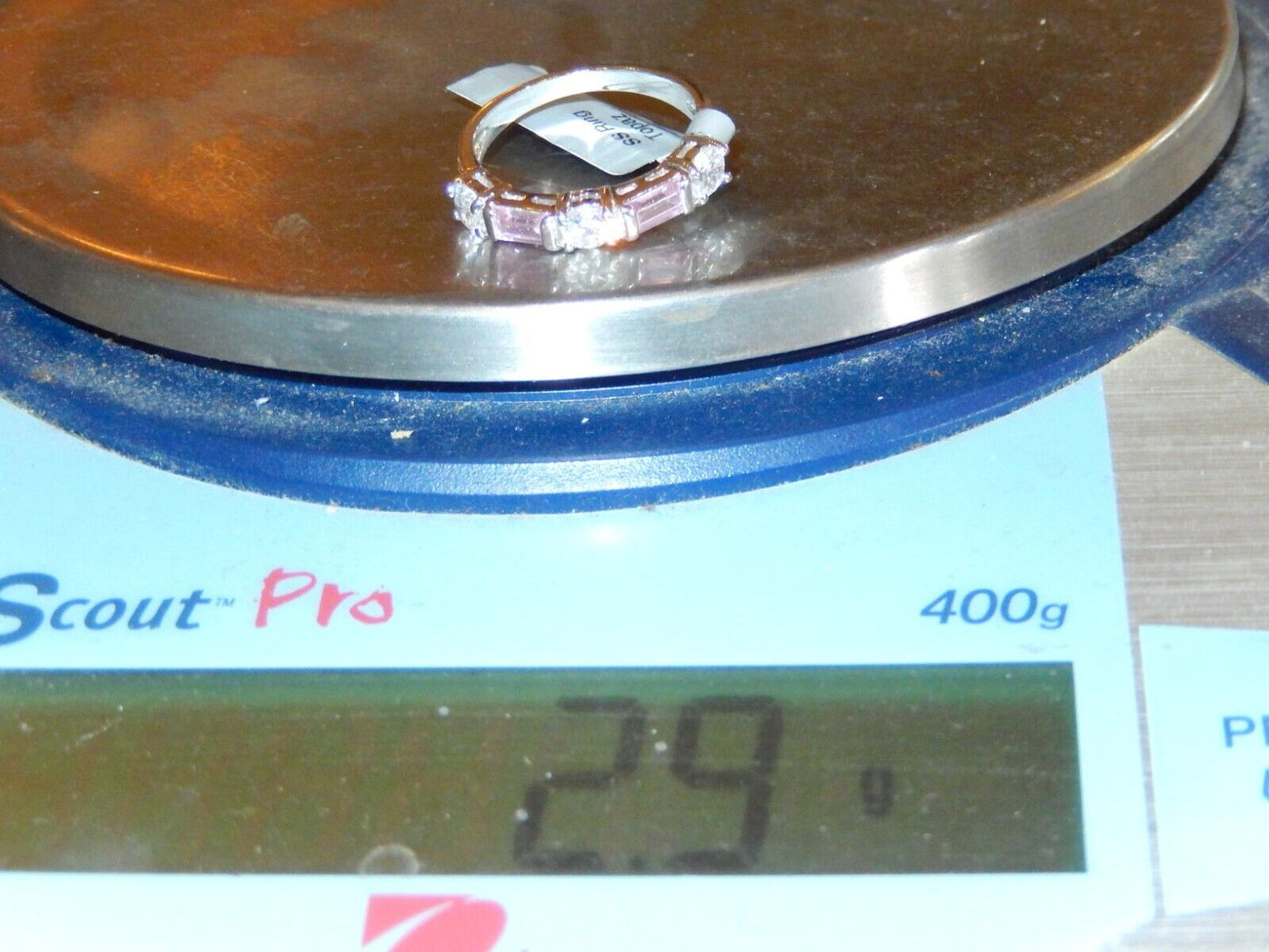 *VINTAGE* Sterling Silver 1.25 CT Pink and White CZ Band Ring Size 7