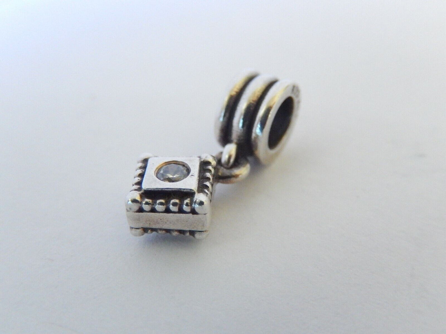 Beautiful Modern Sterling Silver 925 Pandora ALE Two Diamond Bead Charm