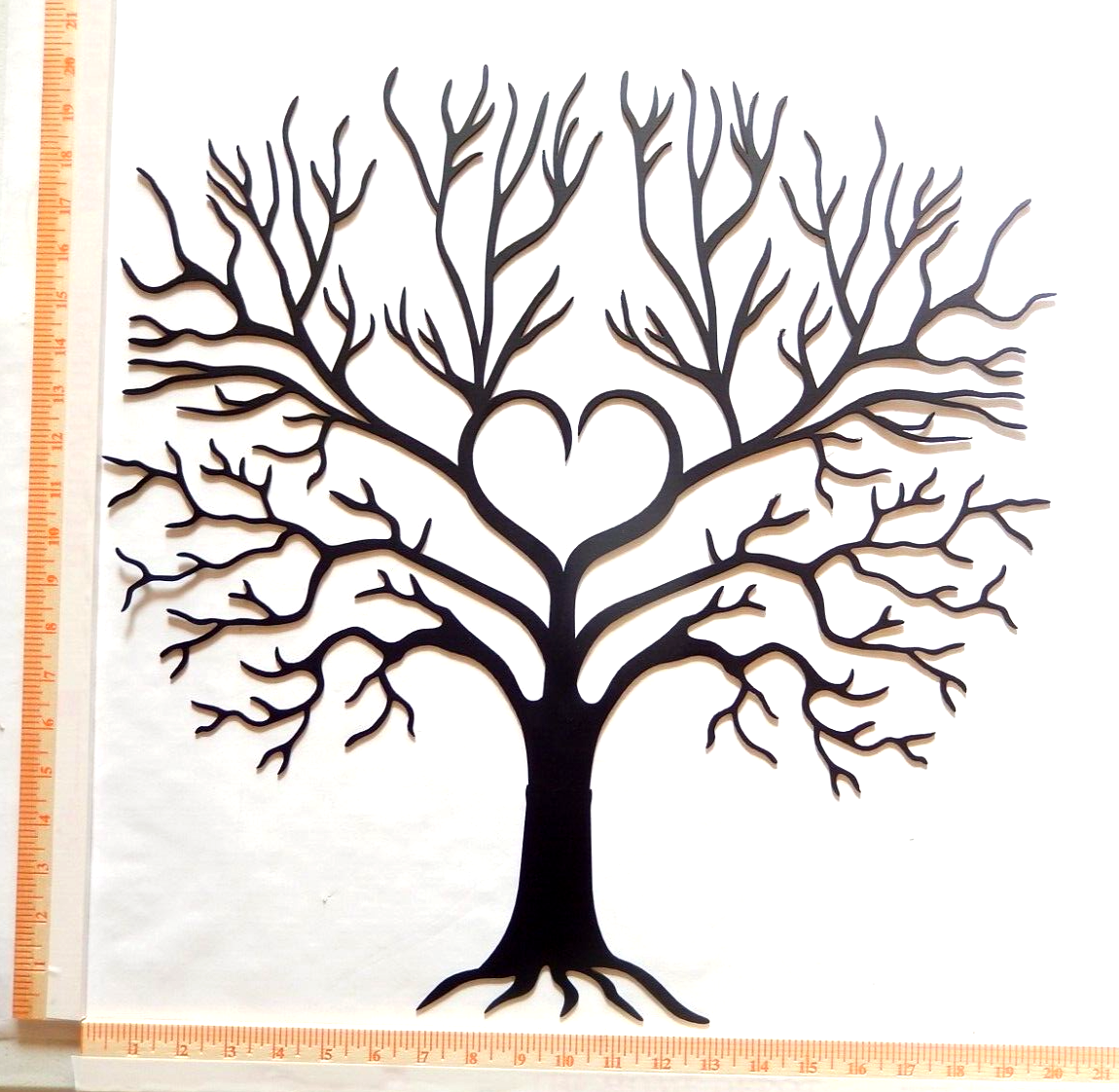 ~NEW~ LARGE ~ 14ga." FAMILY HEART TREE OF LIFE" Black Metal Wall Art 20" x 20.5"