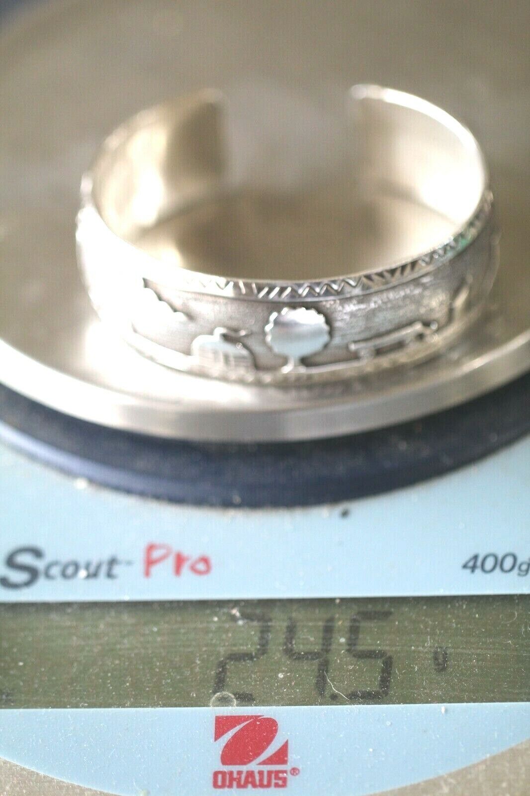 *VINTAGE* UNISEX Sterling Silver 925 Story Telling Cuff Bracelet