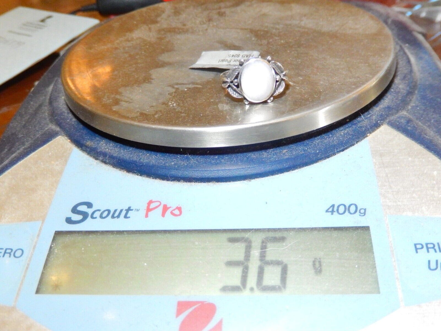 *VINTAGE* Native American NAVAJO MOTHER OF PEARL STERLING SILVER RING SIZE 6