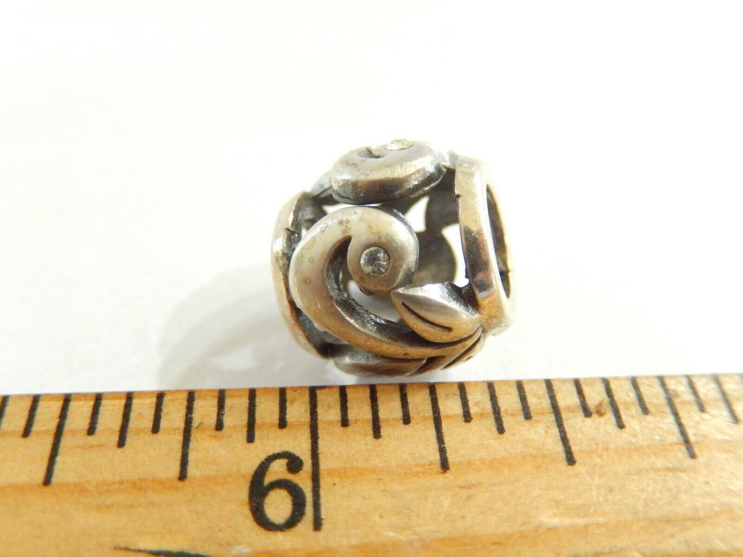 Brighton FLOWER Silver Bead Charm Crystals RETIRED!!!! RARE !!!
