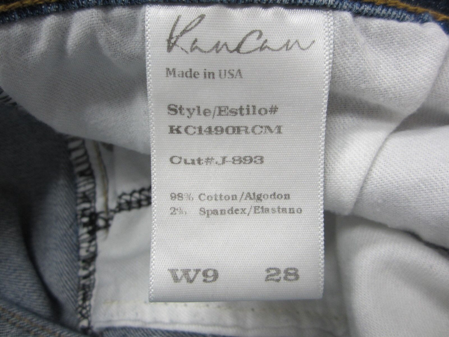 VERY NICE KanCan Blue Stretch Denim Distressed Straight Jeans size 28 x 26.5