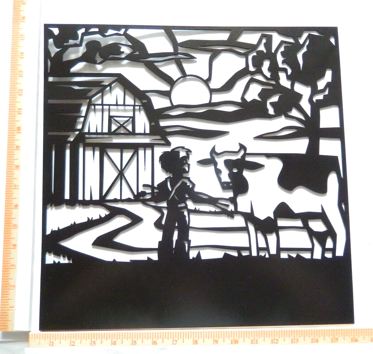 ~NEW~ LARGE 14ga. " BOY LOVES LIVING ON THE FARM" Metal Wall Art - 16" x 16"