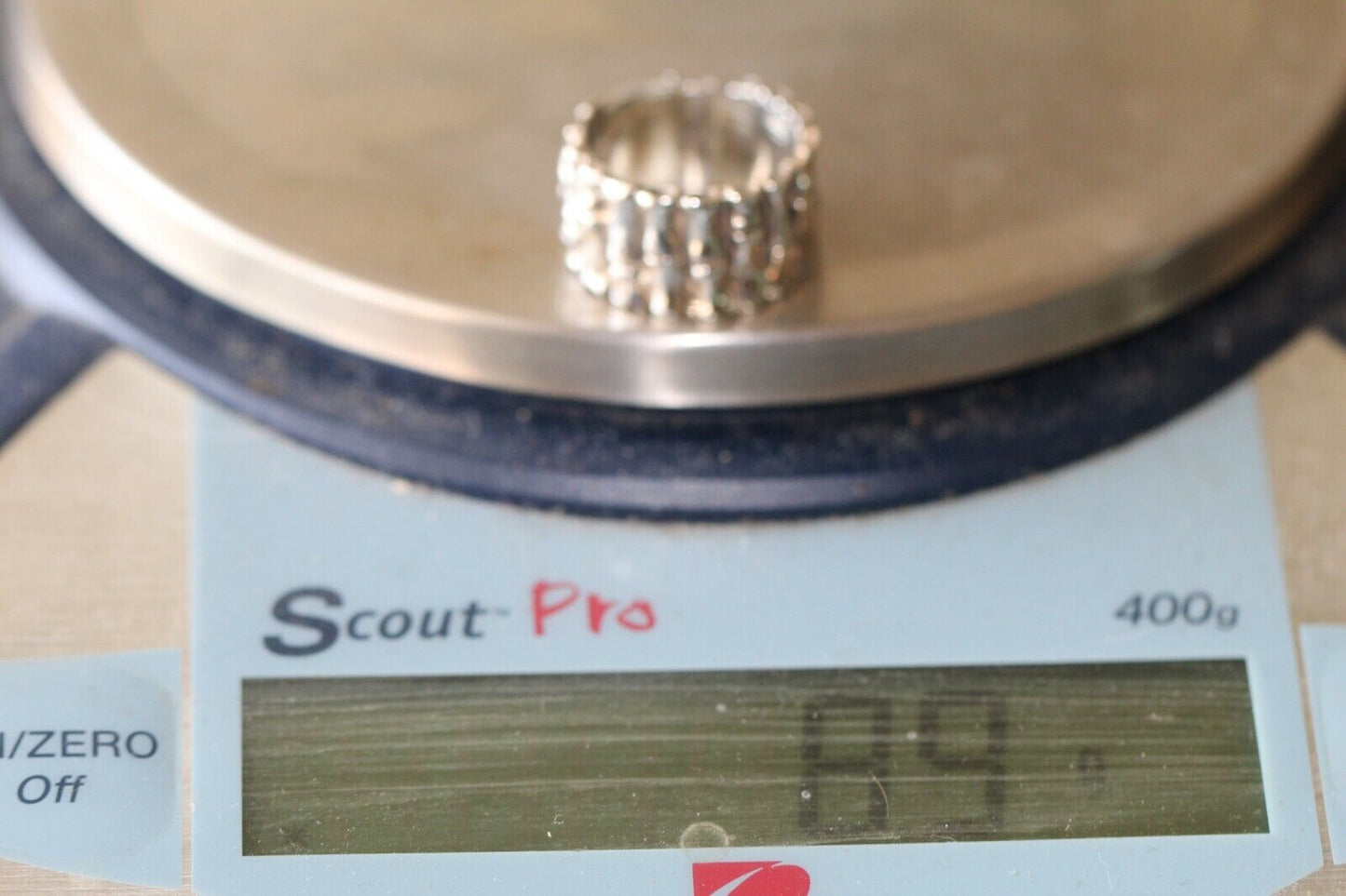 *VINTAGE* Native American Sterling Silver Ring Band 925 7.5mm Wide Size 7