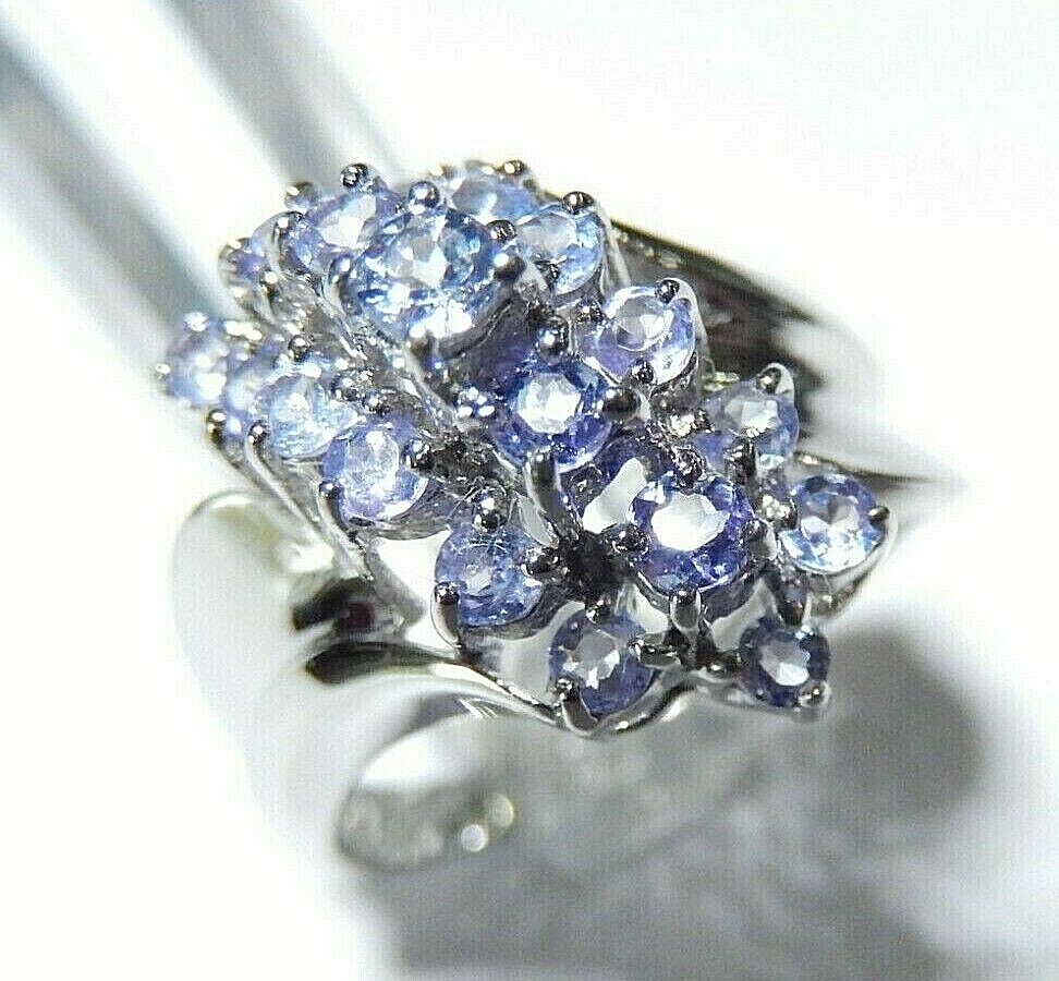 *NWT* 10K White Gold 1.00CT Purple Tanzanite Waterfall Cocktail Ring Size 7.5