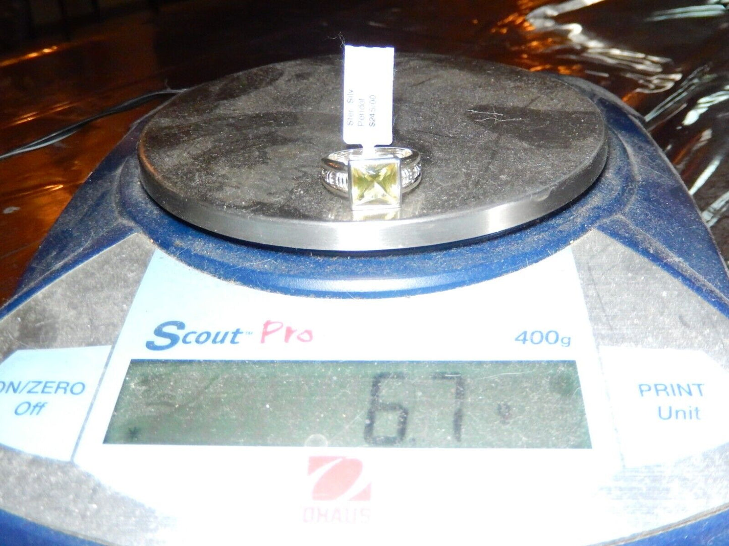 Solitaire Princess Cut Natural Peridot 3.50 Carat Ring in Sterling Silver
