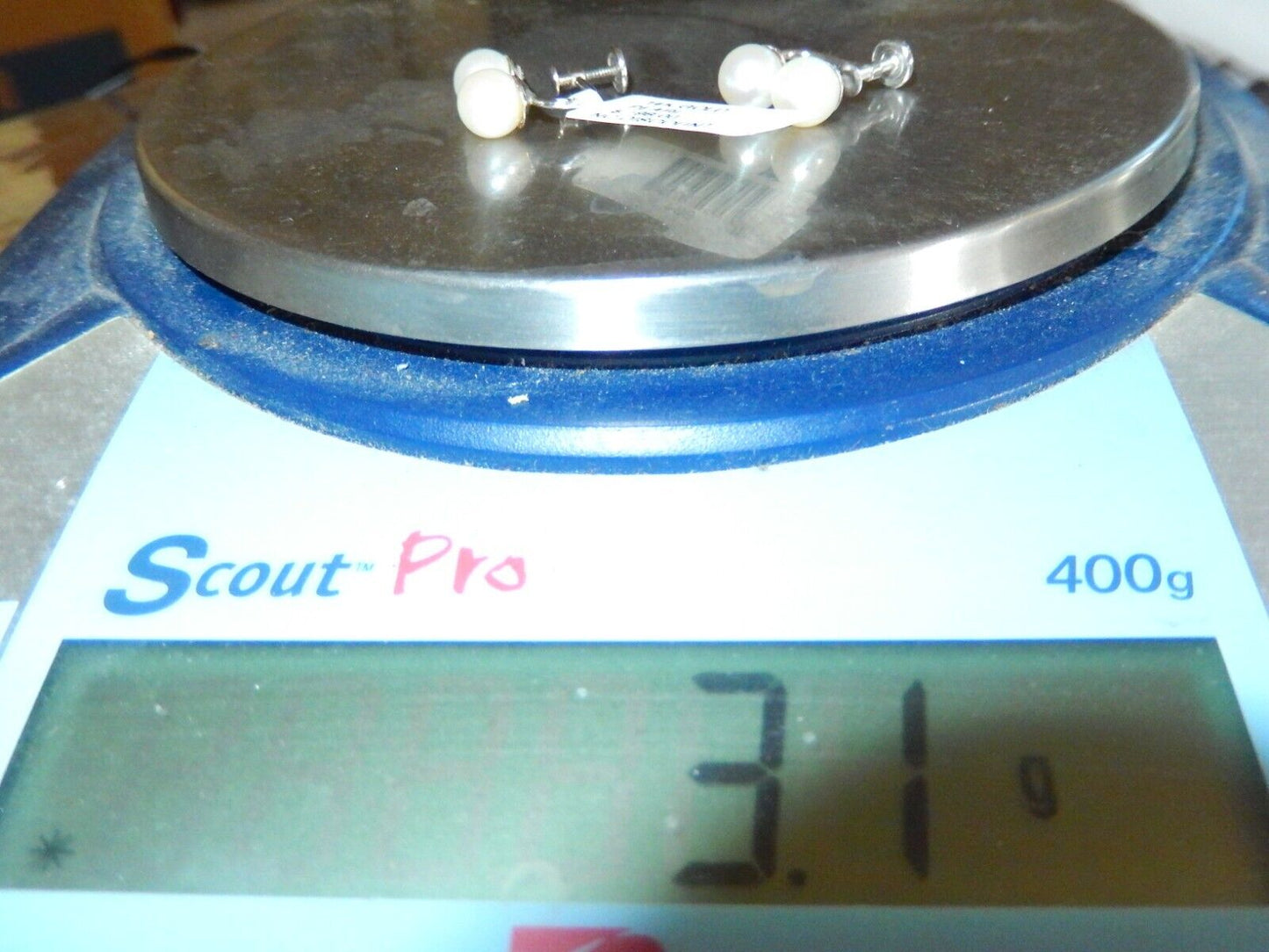 *VINTAGE*14K WHITE GOLD 6.5 MM CULTURED PEARL EARRINGS Screw back Non Pierced