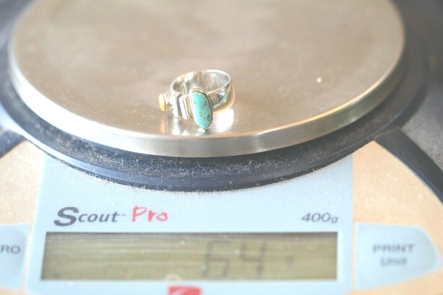 *VINTAGE* Native American Sterling Silver & Turquoise Ring Size Adjustable