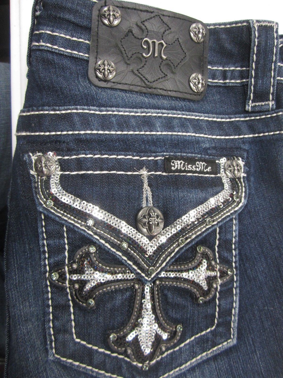 NWOT MISS ME MID- RISE CROSS DARK COLOR MID RISE SKINNY DENIM JEANS SIZE 26 x 31