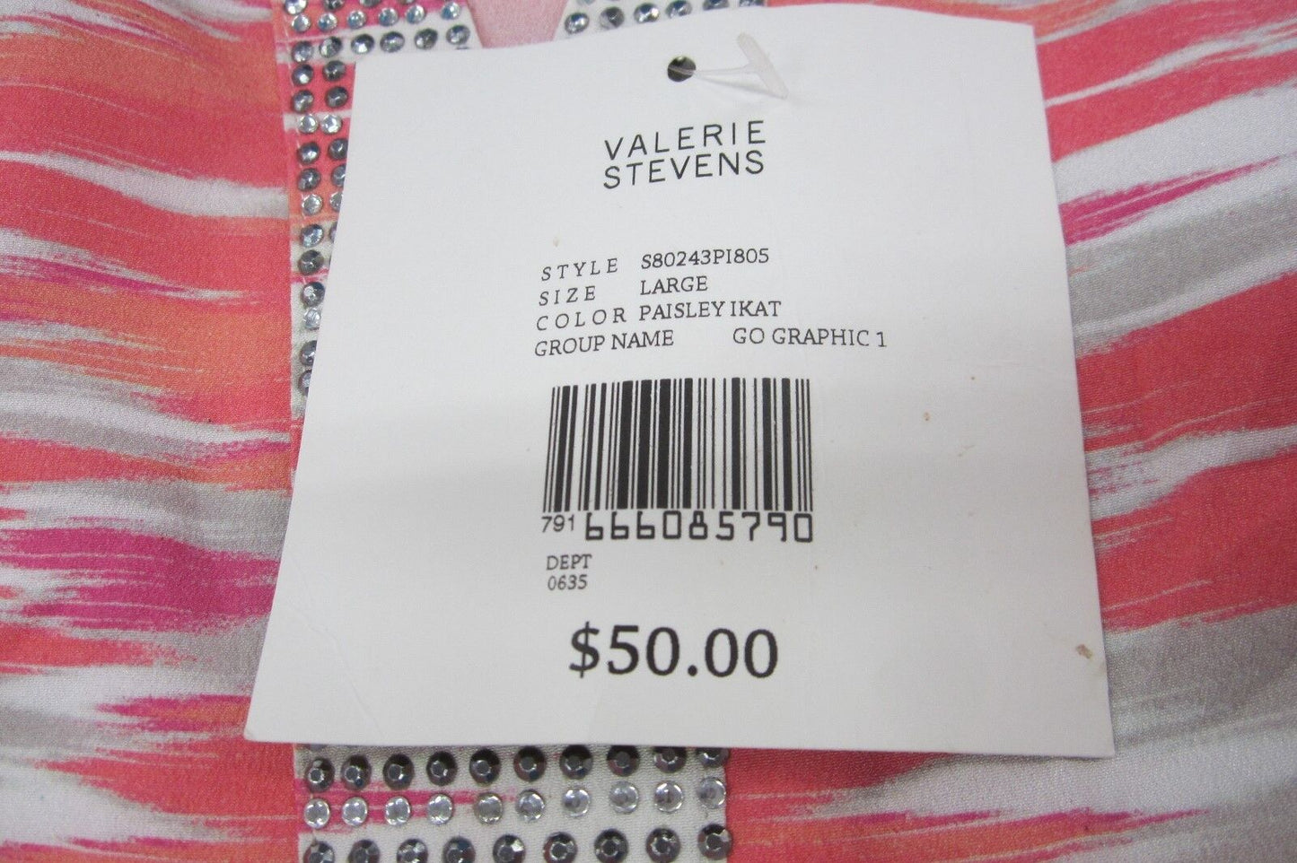 *NWT* VALERIE STEVENS Womens Tunic Top Pink Flare Sleeve Embellished Sz L/G