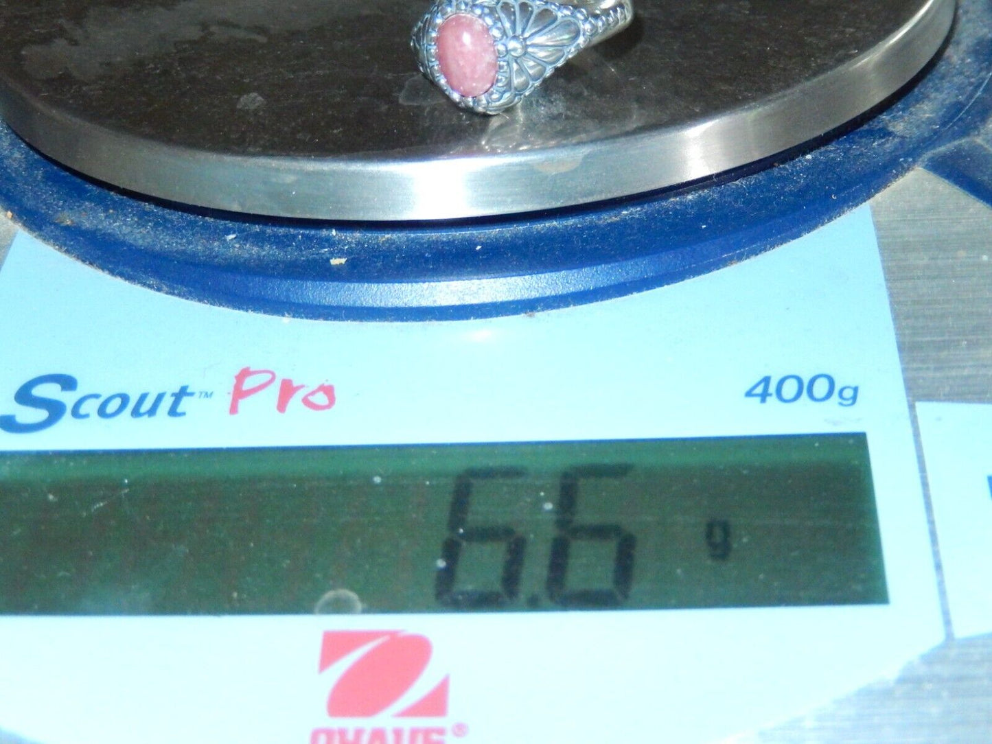 *VINTAGE* Sterling Silver Pink Quartz Southwest Ring Size 10