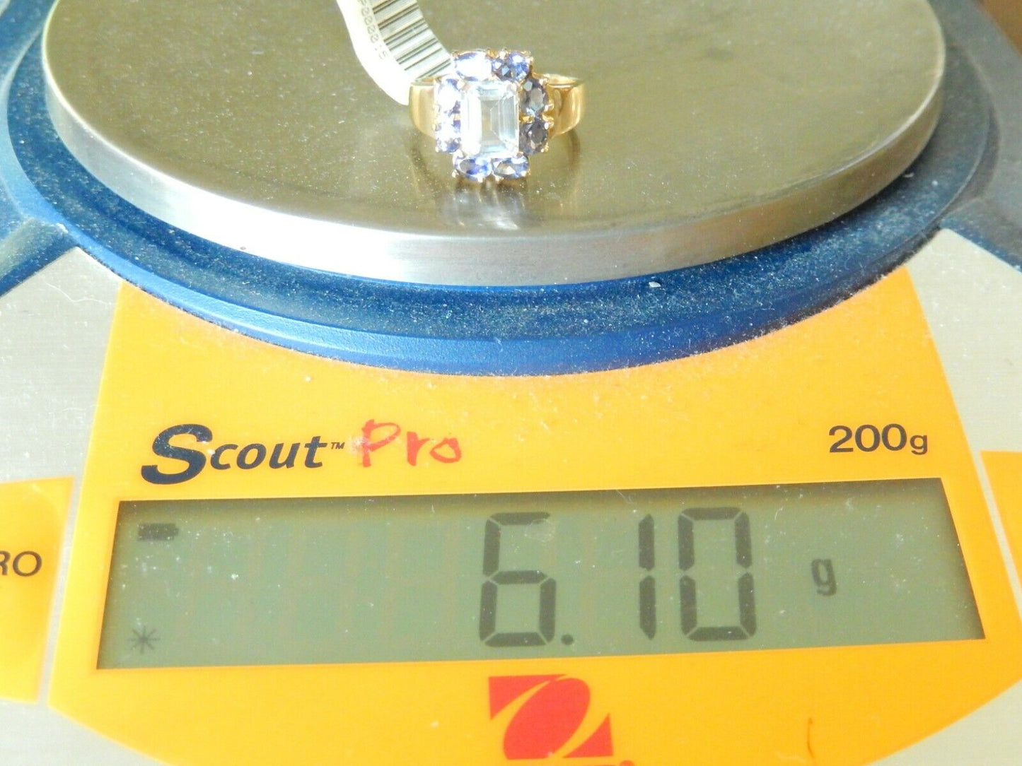 *VINTAGE Ladies 10k Yellow Gold 3.00 CT TW Tanzanite & White Topaz Ring Sz 7