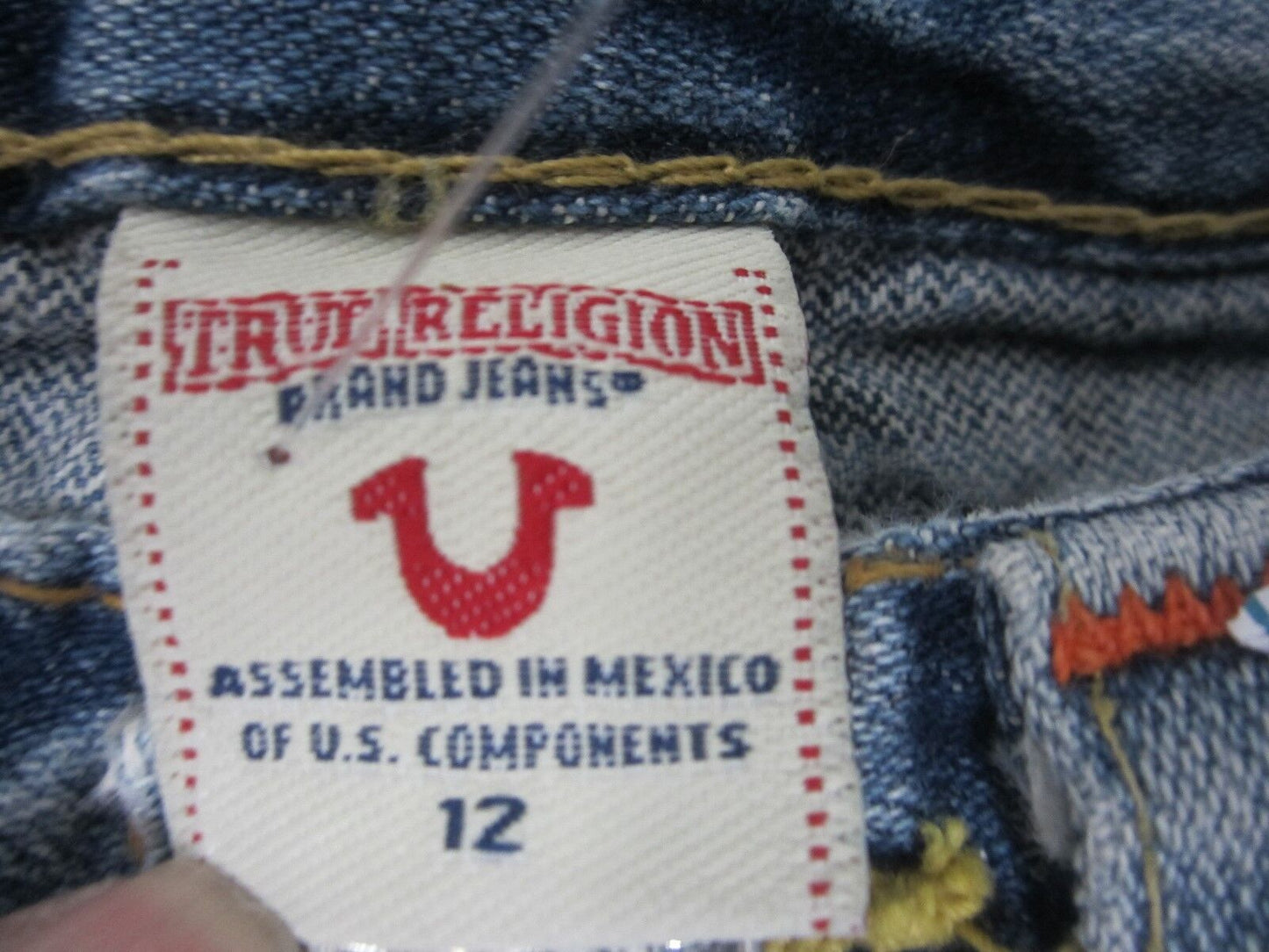 AUTHENTIC True Religion Bobby Boys Jeans Light Wash Embroidered Pocket 12 x 26