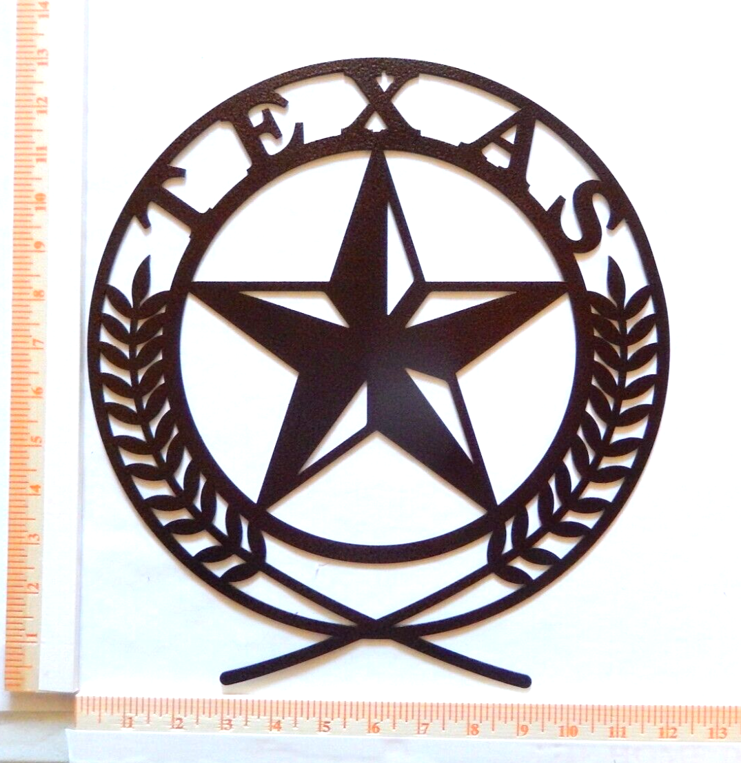~NEW~LARGE 14ga."TEXAS LONE STAR EMBLEM" Copper Brwn Metal Wall Art13.5" x 12"