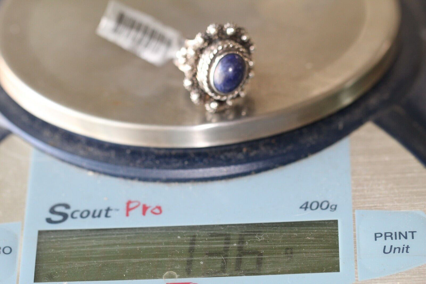 *VINTAGE* Mexico Lapis Sterling Silver .925 Locket Poison/Box Ring Size Adjust