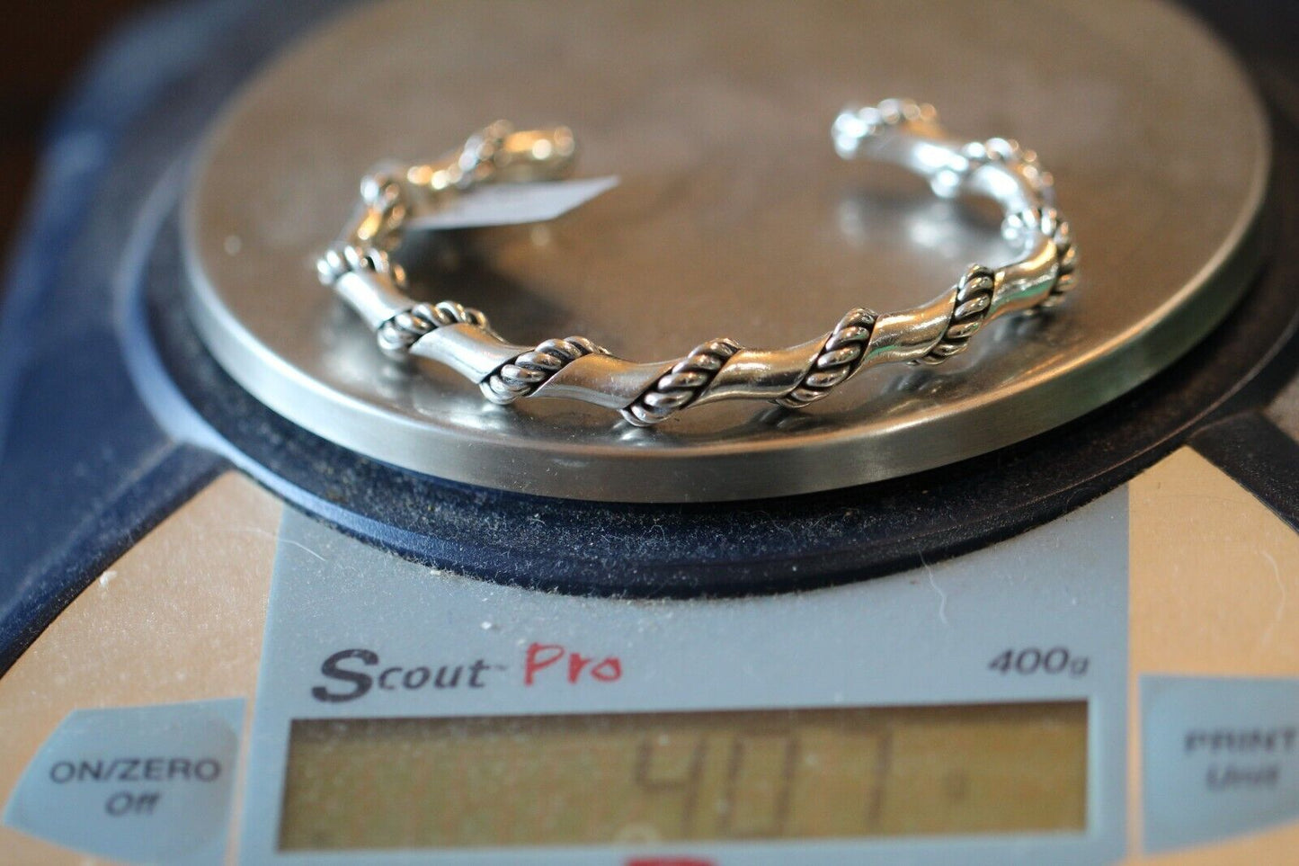 *VINTAGE* HEAVY BOHO CHIC Sterling Silver Cuff Twisted Rope Braided Bangle 40gm