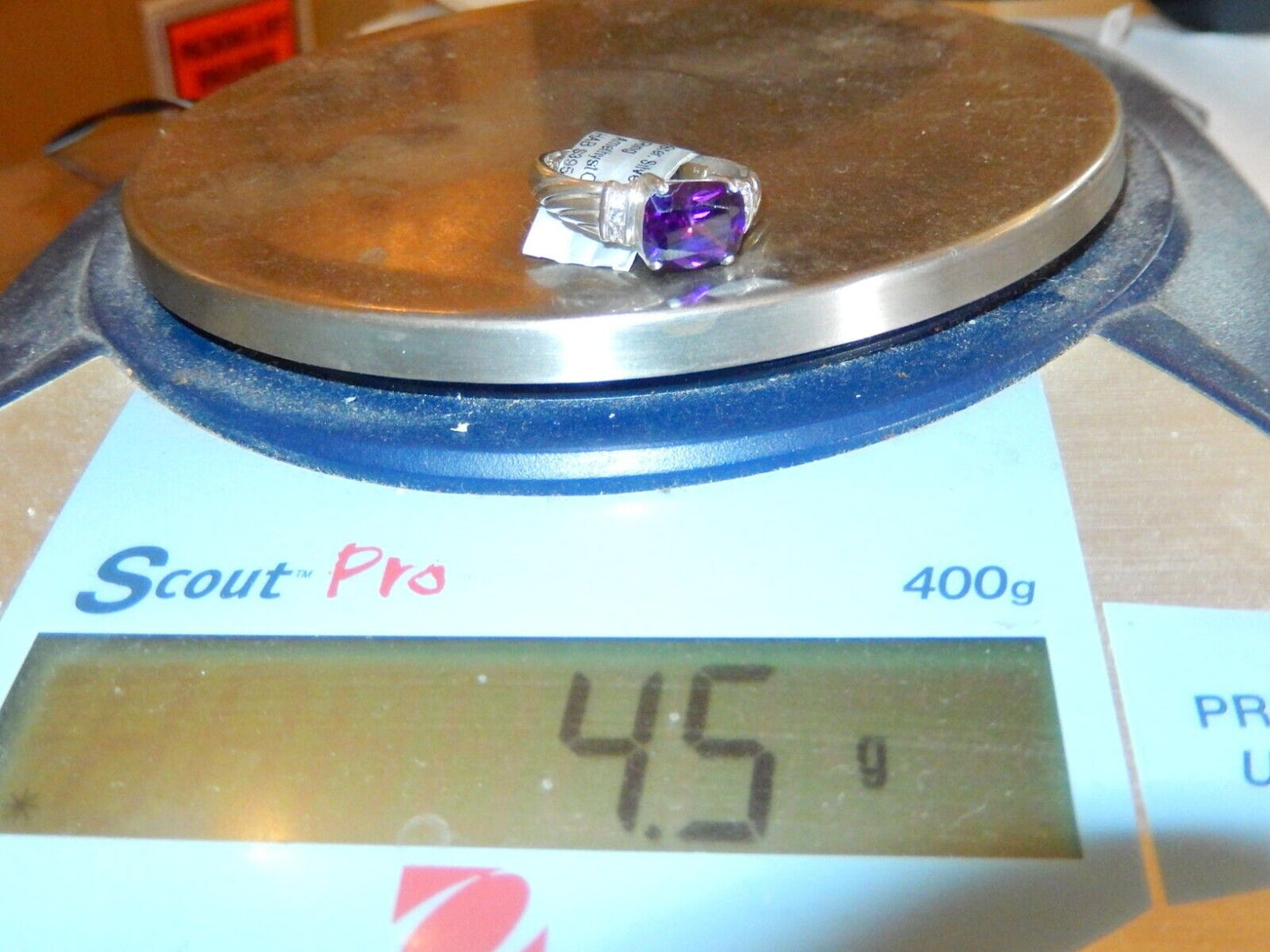 *VINTAGE* AVON STERLING SILVER 3.00 CT AMETHYST & CZ STONE RING SIZE 9.75