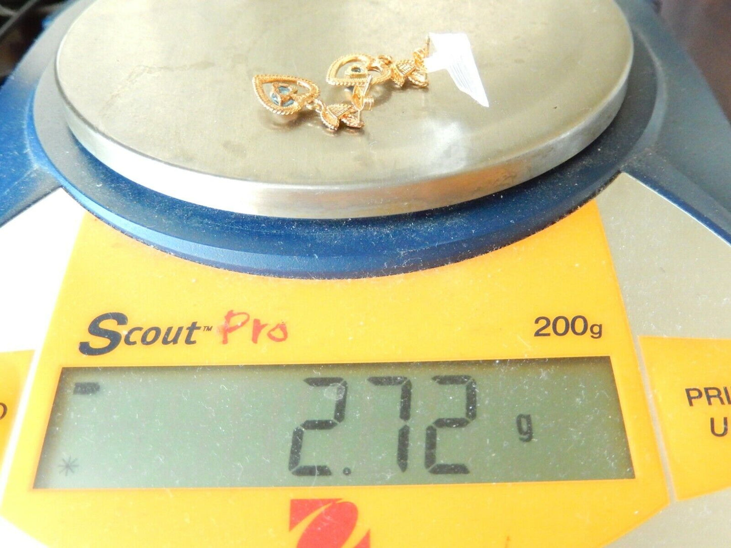*NWT* 14k Yellow Gold with .50CT Blue Topaz Heart Shape Dangle Earrings