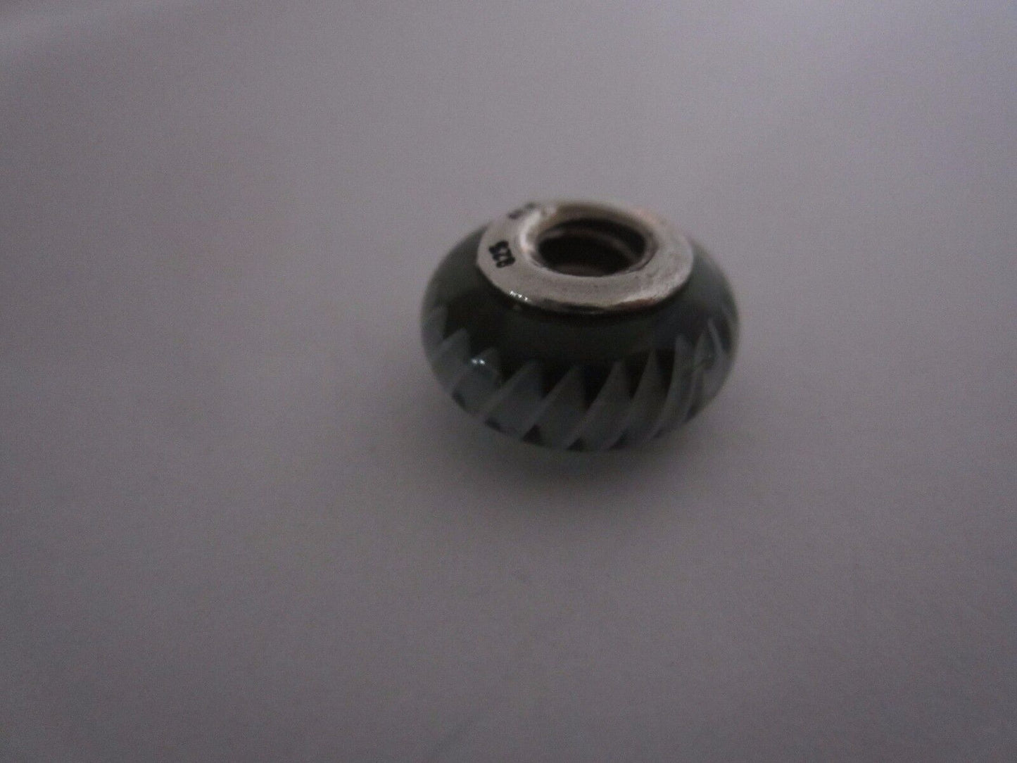 Pandora Sterling Silver Dark Green /White Murano glass twist-on Bead