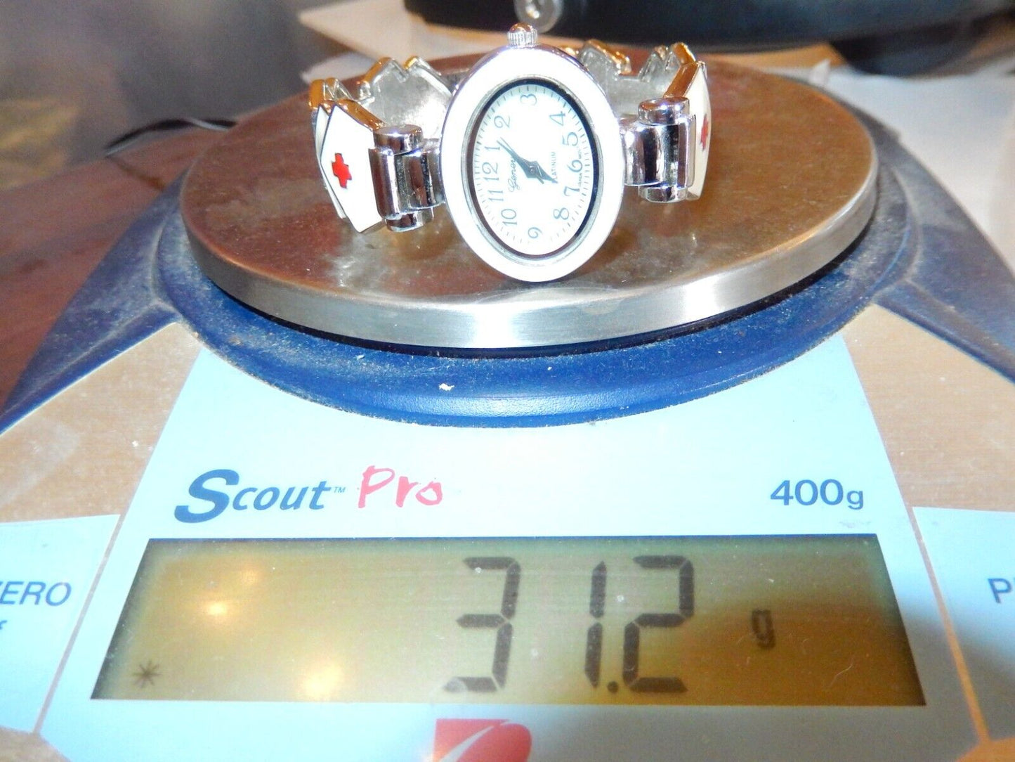 SILVER FINISH RED CROSS FOR NURSE WOMEN'S BANGLE CUFF FASHION CASUAL WATCH
