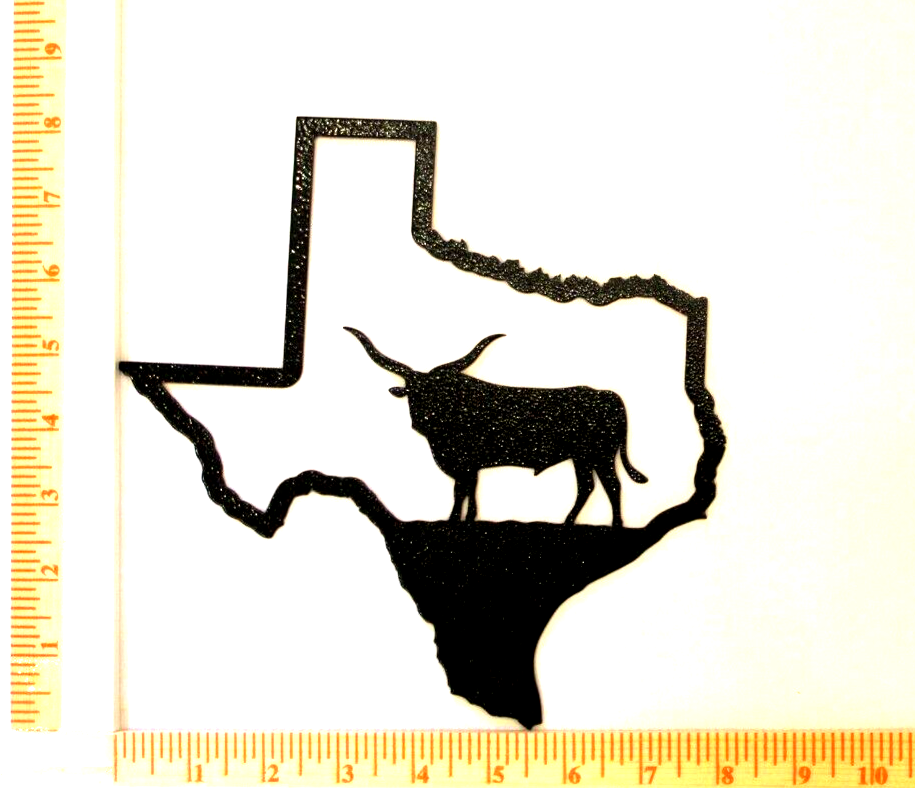 "NEW" STATE OF TEXAS LONGHORN METAL WALL ART 14ga. 8" x 8" HOME WALL DECOR ART