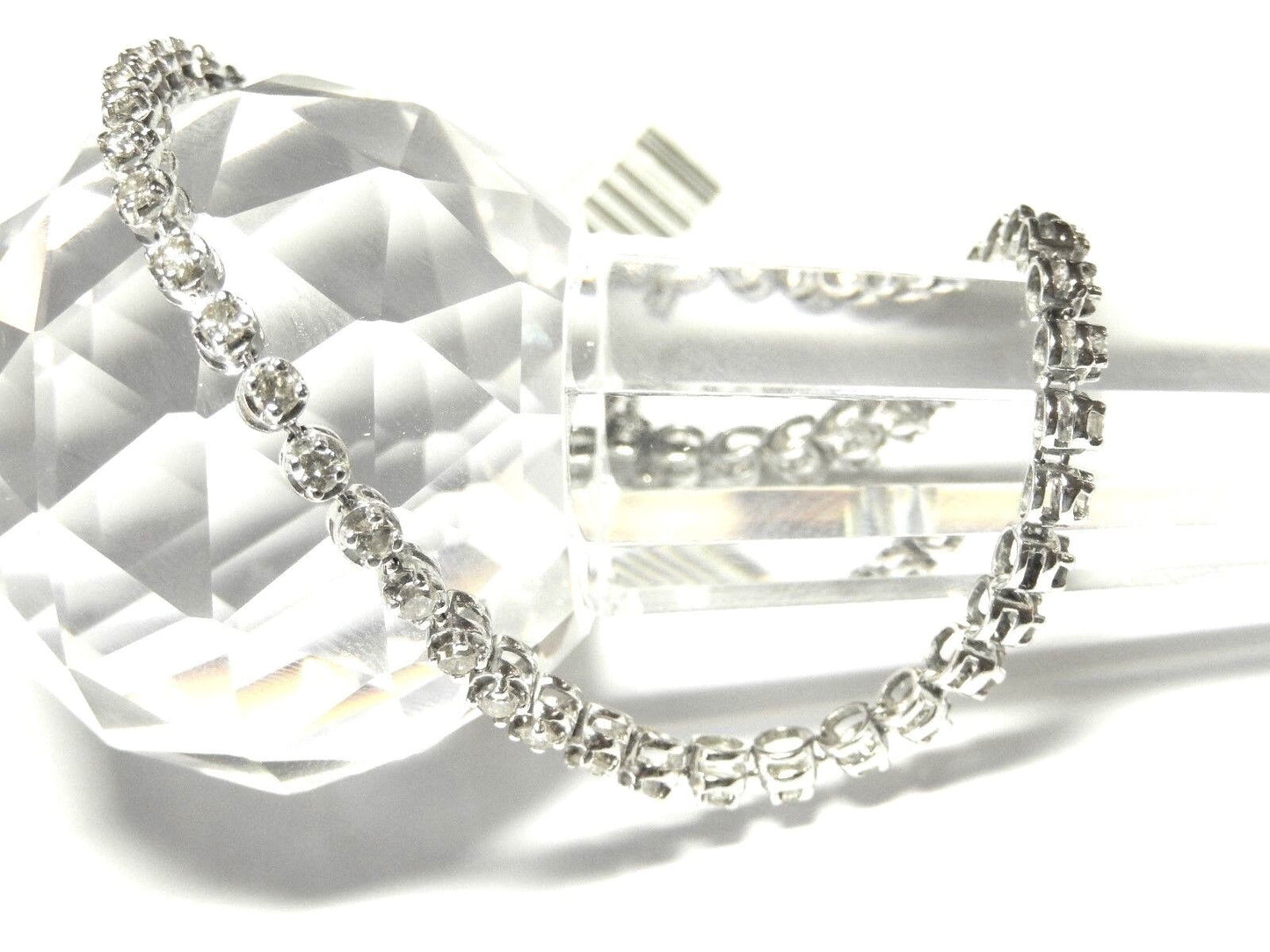 2 Ct Natural Diamond Single Row Tennis Bracelet 14K White Gold 7"