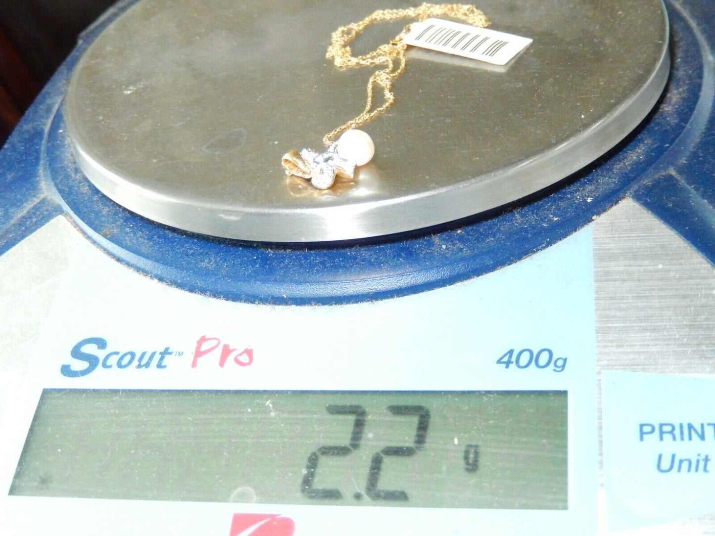 *NWT* 10K Yellow Gold 6.5mm Round White Pearl & Diamond Pendant w/18"Chain